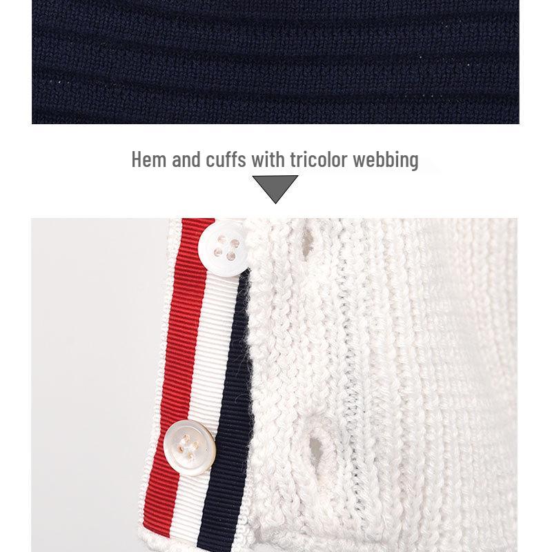 TB BROWIN2025 Herren Pullover im koreanischen Stil mit vier Streifen und Raglanärmeln aus Wolle, Herbst-/Winterkollektion