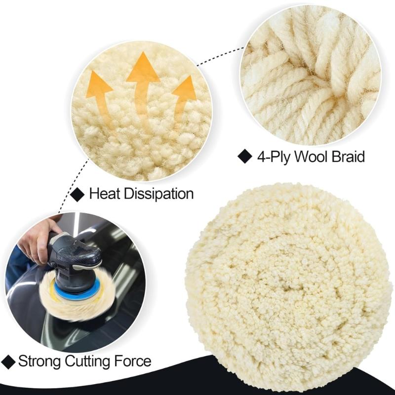 3Pcs Premium Wool Polishing Pad Buffing Pad Ideal For Vehicle Paint Repair Detailing And Finish Enhancement