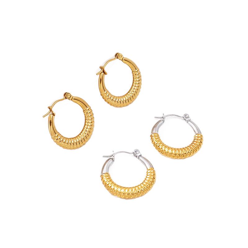 2026 Titanium Steel Gold Plated Geometric Earrings: Women's Light Luxury, Simple Fashion European Style Set.