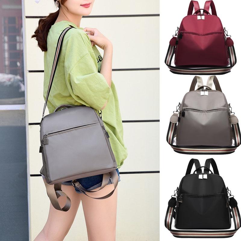 Pure Color Multipurpose Oxford Cloth Backpack For Women With Adjustable Straps