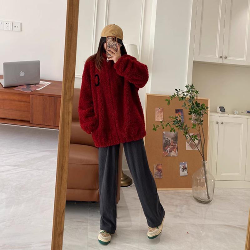 Autumn and winter new women's clothing versatile velvet jacket student couple thickened sweater women's loose top women's trend