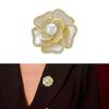 Trendy Camellias Flower Brooch Alloy Rhinestones Floral Pin Versatile Fashion Jewelry Luxurious Camellias Flower Brooch
