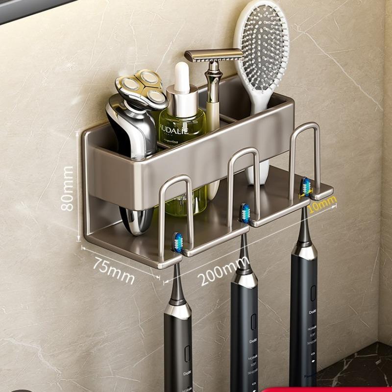 Gun Ash Toothbrush Rack, Bathroom Non-punching Mouthwash Cup, Tooth Cup, Wall-mounted Storage Rack, Electric Toothbrush Rack