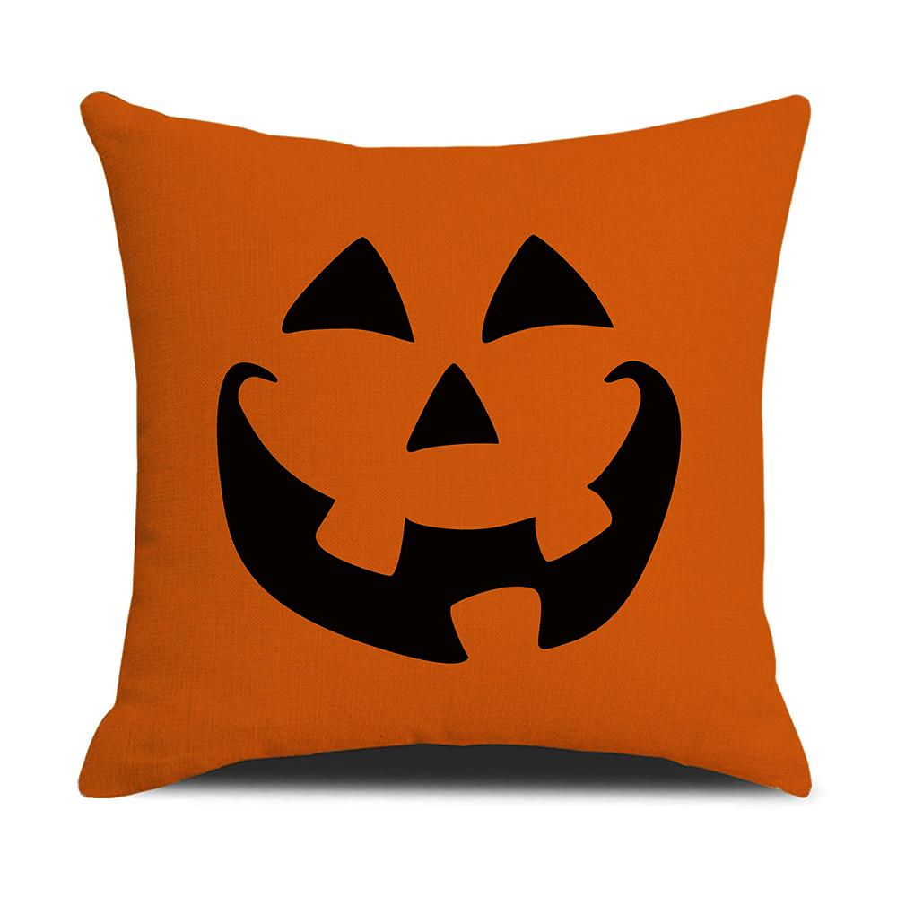 Black and White Letters: Halloween Linen Pillowcase Cartoon Funny Haunted Day Sofa Cover