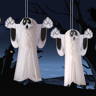 Movable Door Pendant Papery Hanging Halloween Ghost Halloween Paper Garland  Home Decoration