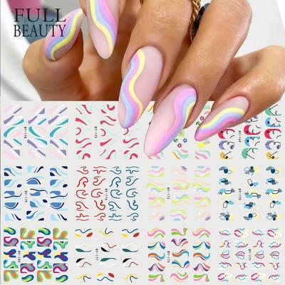 French Manicure Decor Sliders Relief Engraved Embossed Nail Stickers Nail Art Sticker Decal