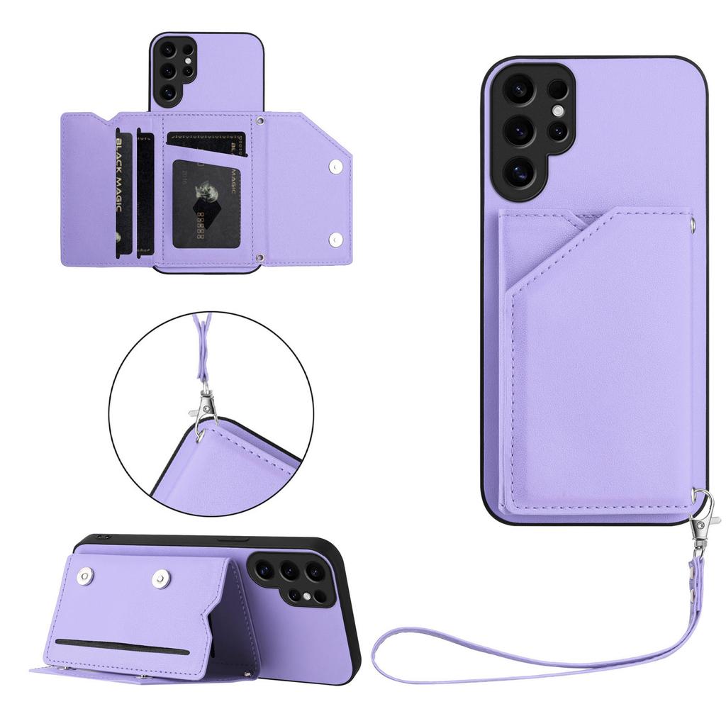 Für Samsung Galaxy S24 Ultra Hülle Kartenhalter Ständer Hautgefühl Handyhülle mit Handschlaufe