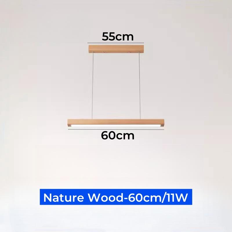 Nordic Wooden LED Pendant Lamp Simple Dimmable Ceiling Chandelier Dining Room Kitchen Table Long Strip Hanging Lighting  Fixture