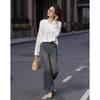 Women's V-Neck Long Sleeve Relaxed Fit T-Shirt