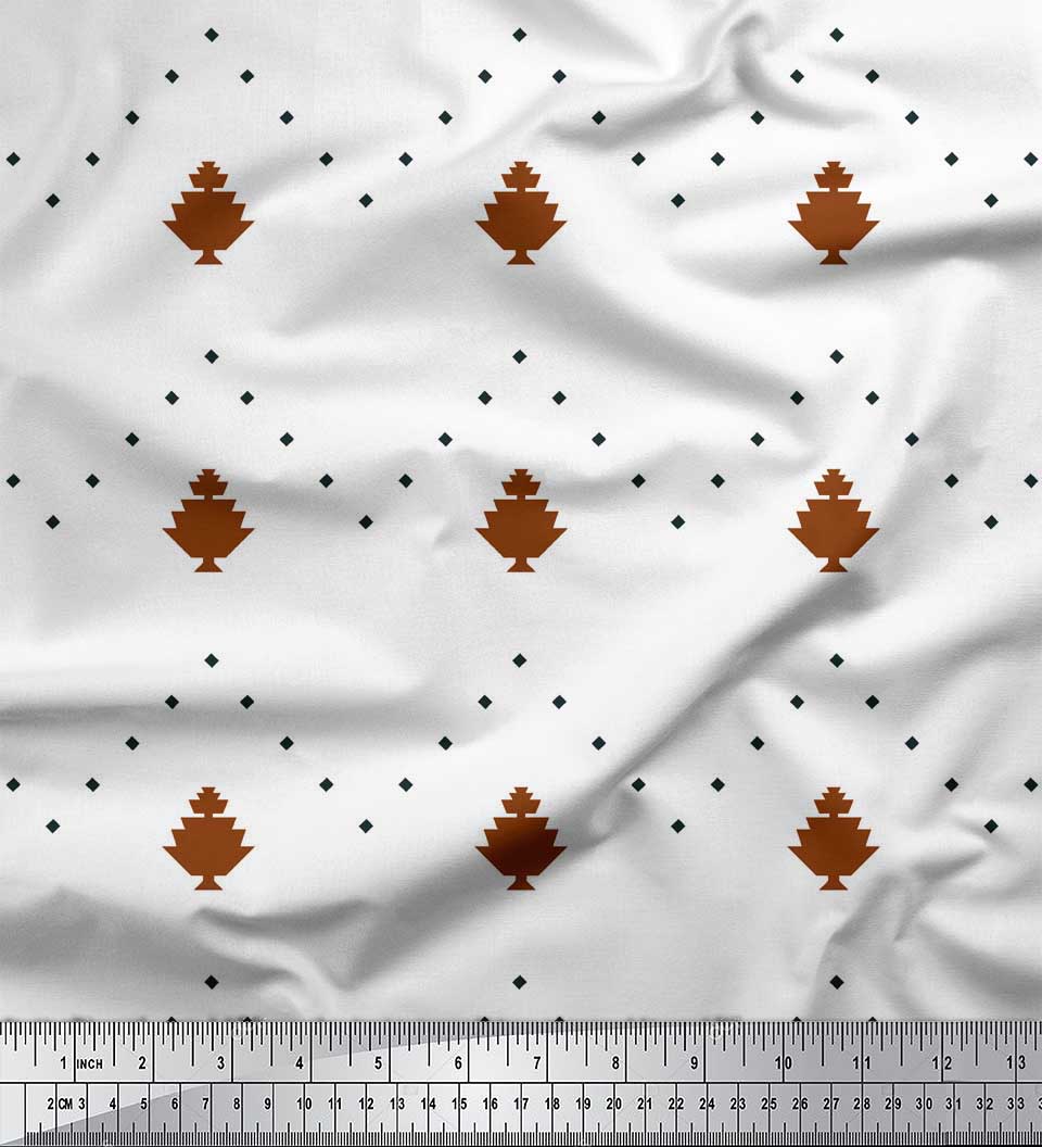 

Чорна японська креп-сатин Soimoi Тканина з принтом Butidar Jamdani 1 метр 42 дюйма 42 Inch Wide - Poly Crepe коричневий