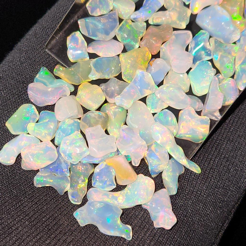 Polished White Uncut Opal Stone, Multi fire Opal, 7-15 MM Size Rough. Opal Rough Lot.