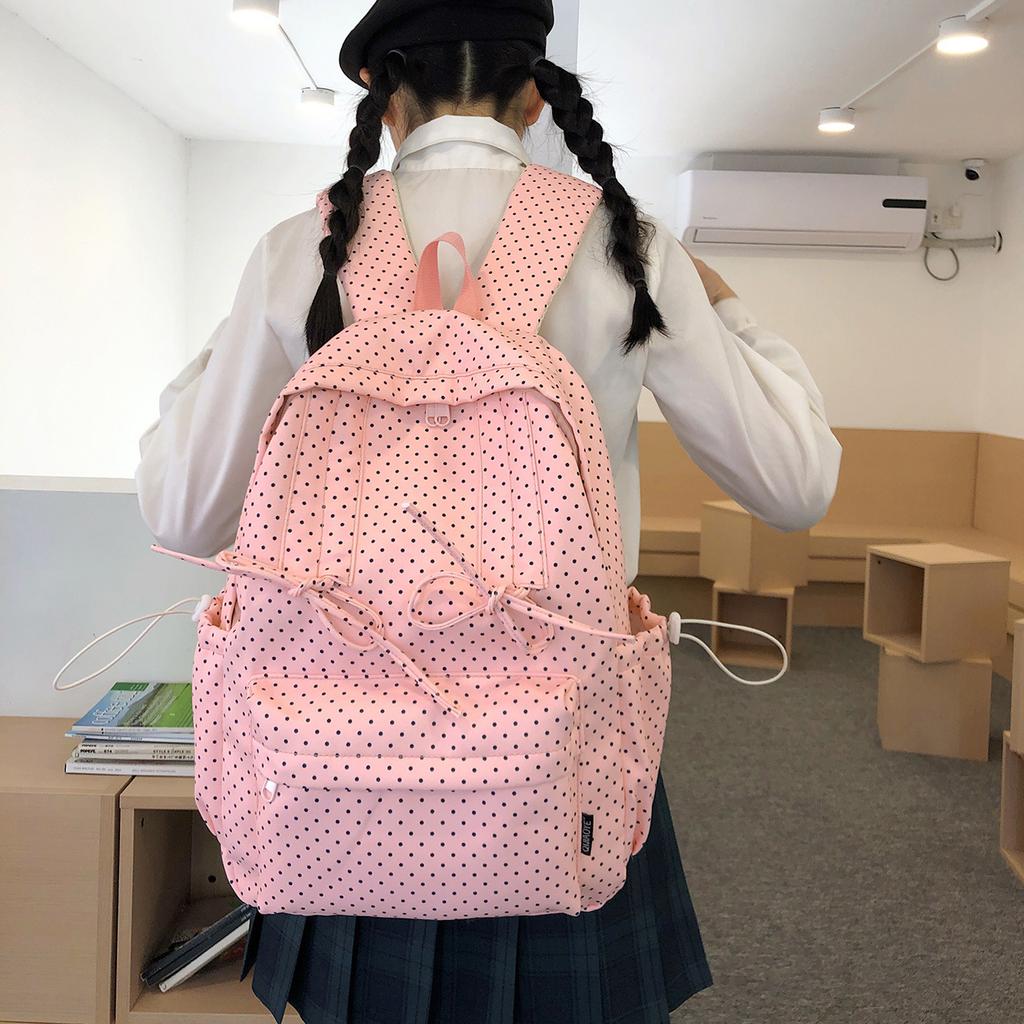 Schoolbag1011 new schoolbag female university high school junior high school backpack large capacity lightweight simple polka dot college style