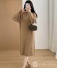 J-Scott Women's Knit Cable Knit Dress, Round Neck, Knee-Length, I-Line, Brown, JS118-BR-M (Limited Stock)