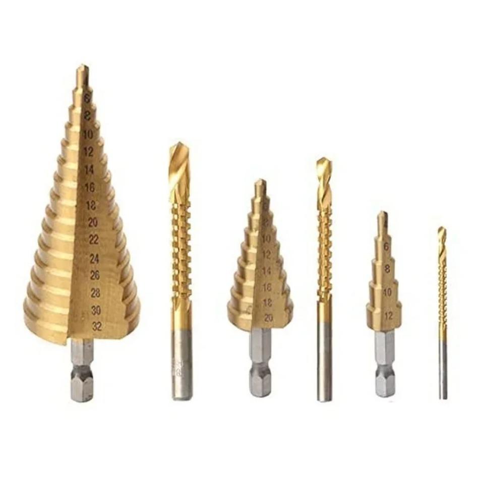 Sawtooth Pagoda Drill Bit Set Drilling and Opening Tool Hole Expanding Woodworking Artifact Metal Wooden Board Stainless Steel