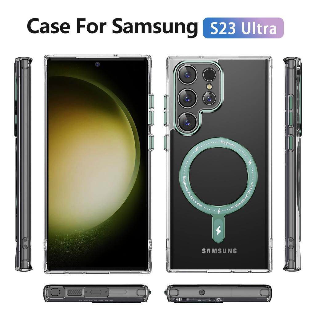 For A56 5G for Samsung Phone Case Ins Wind Magnetic Suction Phone Case Anti Drop, Yellow Resistant Transparent Phone Case