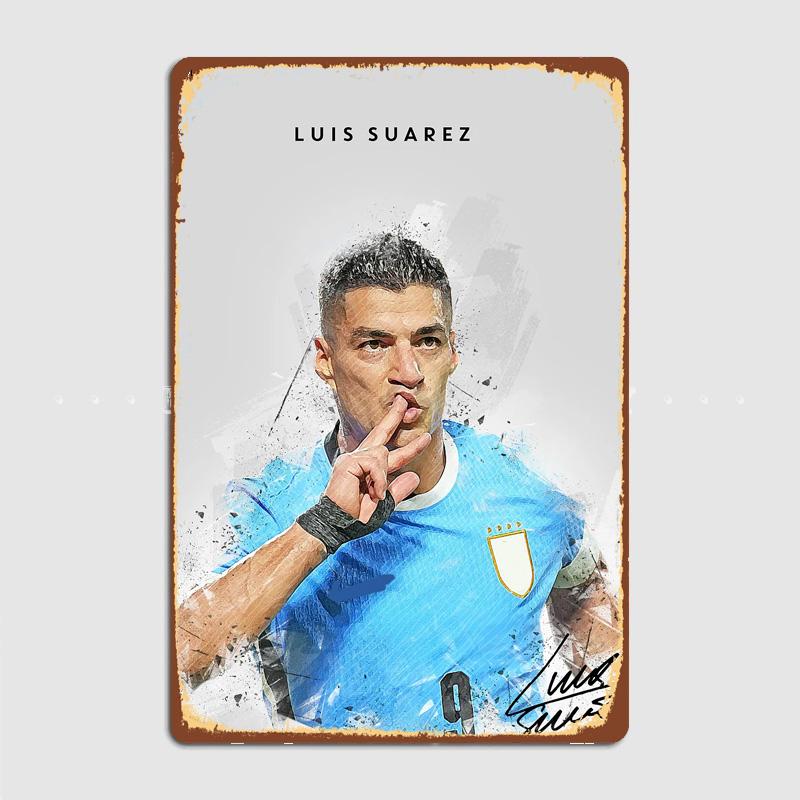 Luis Suarez Football Player Vintage Retro Metal Poster Sign Garage Club Custom Wall Decor Tin Room Decor Home Decor