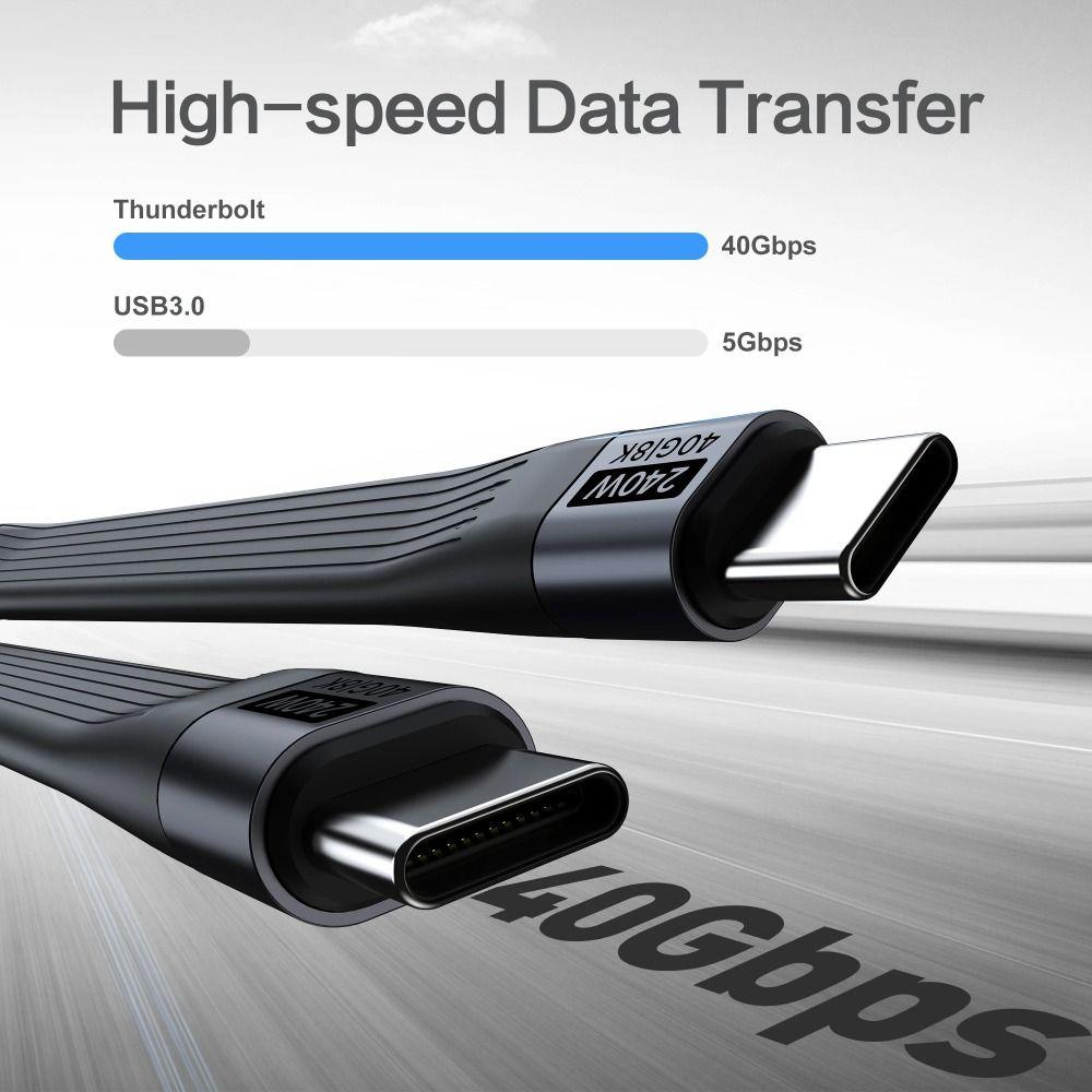 Silicone USB Cable Keychain High-Speed Transfer 40Gbps Data Cable 240W USB C Cable Universal