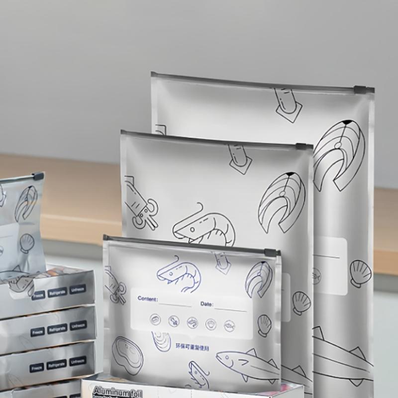 10Pcs/Bag Large Capacity Aluminum Foil Food Bag Leakproof Freezer Safe Kitchen Fresh Bag Fresh-Keeping Reusable Zip Lock Bag