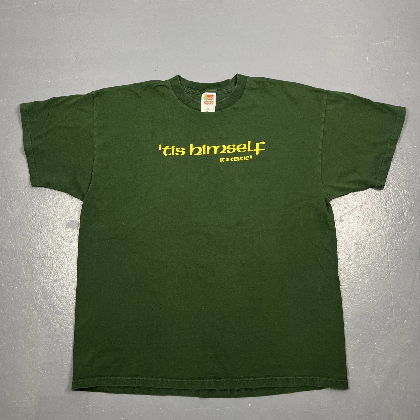 

Vintage ‘tis Himself It’s Celtic Irish Tshirt Green 2XL XXL VTG St. Patrick’s M