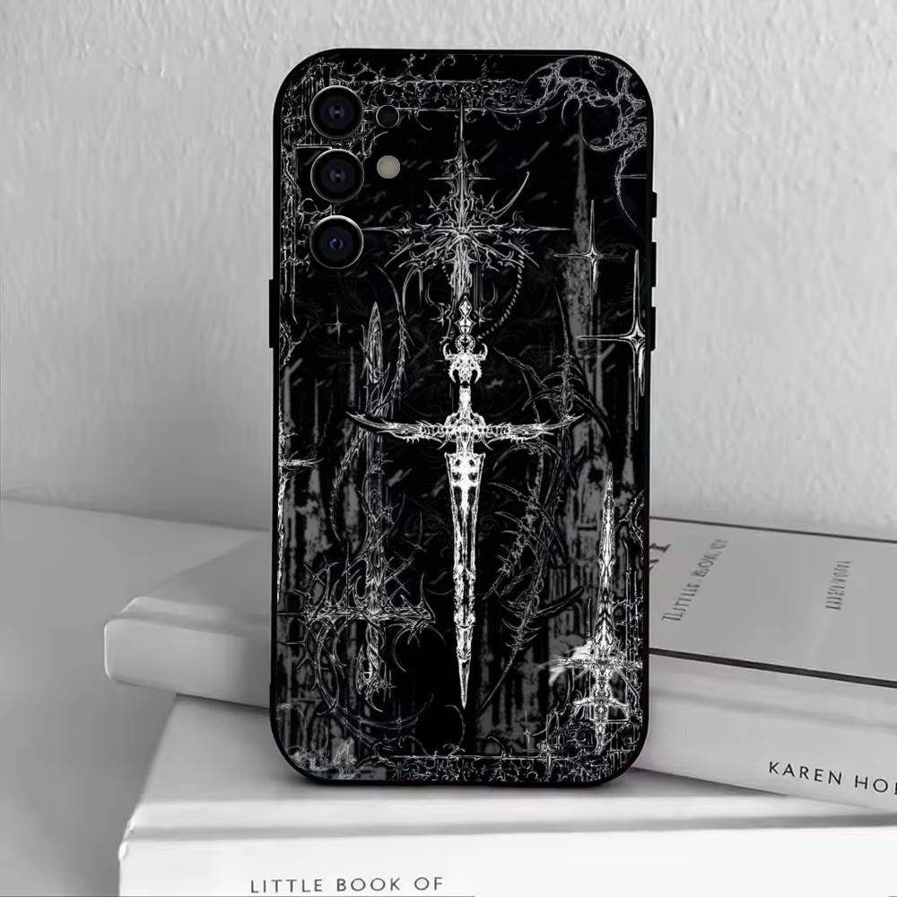 Gothic Sigilism Cross Phone Case For Samsung S25,S24,S21,S22,S23,S30,Ultra,S20,Plus,Fe,Soft Silicone Black Cover