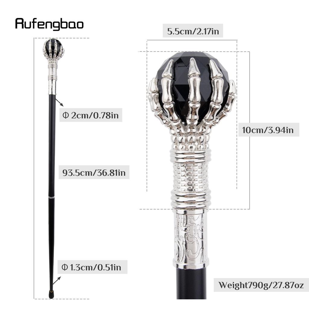 Black Glass Ball White Steampunk Cane Fashion Decorative Stick Gentleman Luxury Crosier Knob Steampunk & Everyday Use 93cm