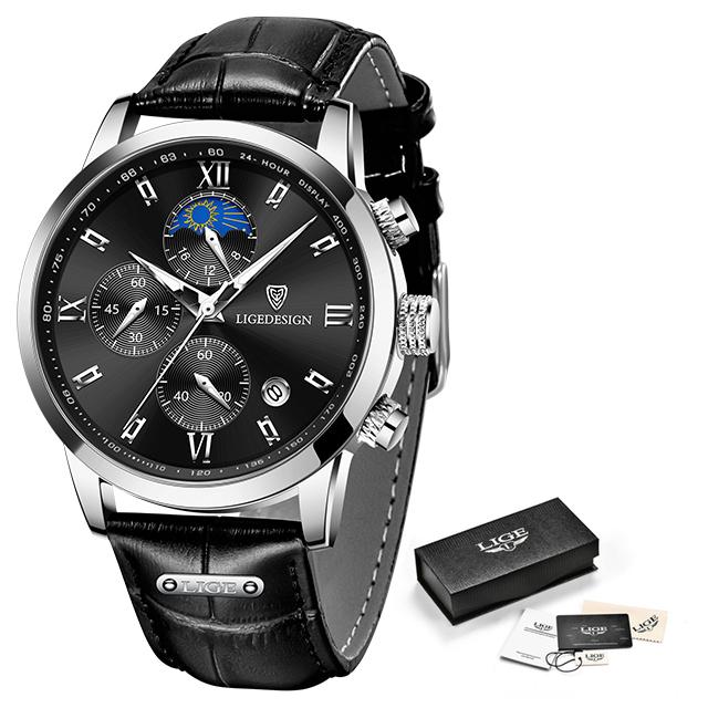 TAXAU Orologio Uomo Cronografo Al Quarzo - Cinturino In Pelle - Quadrante 44 Mm - Impermeabile 30m