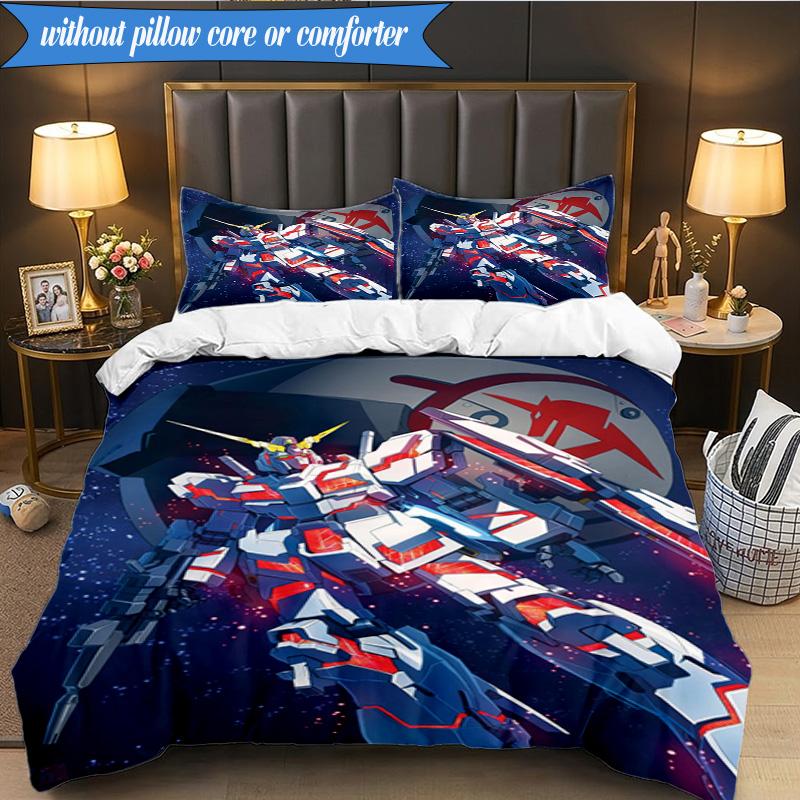 Mecha Armor Robotic Design 3pcs K-pop music group Bedding set,Ideal for Bedroom, Dormitory,Including Duvet Cover And 2pcs Pillowcases,Fan gifts