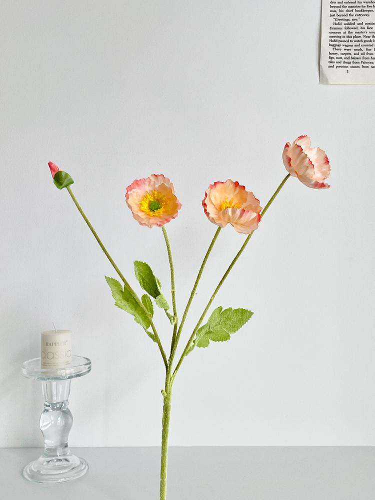 Poppy Pink Icelandic Artificial Flower Bouquet for Living Room Decoration