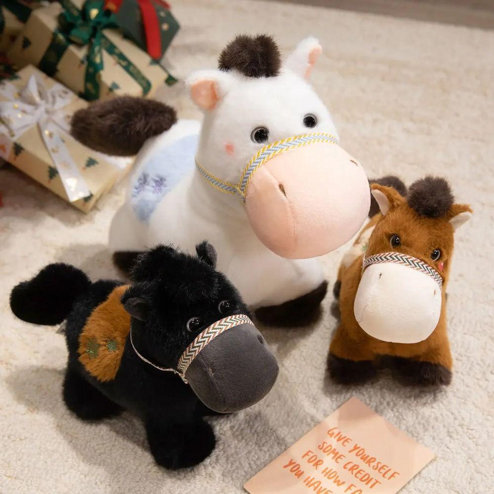 Mane Standing Foal Plush Doll Saddle Cartoon Horse Stuffed Toy Pony Plush Toys  Easter Gifts