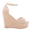 Women Sandals Sexy 12cm Peep Toe Ankle Strap Platform Wedge High Heels Sandals Party Red Wedding Dress Ladies Shoes