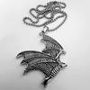 Gothic Punk Sliver Color Flying Vampire Bat Animal Pendant Bead Chain Necklace for Women Men Halloween Party Personality Jewelry