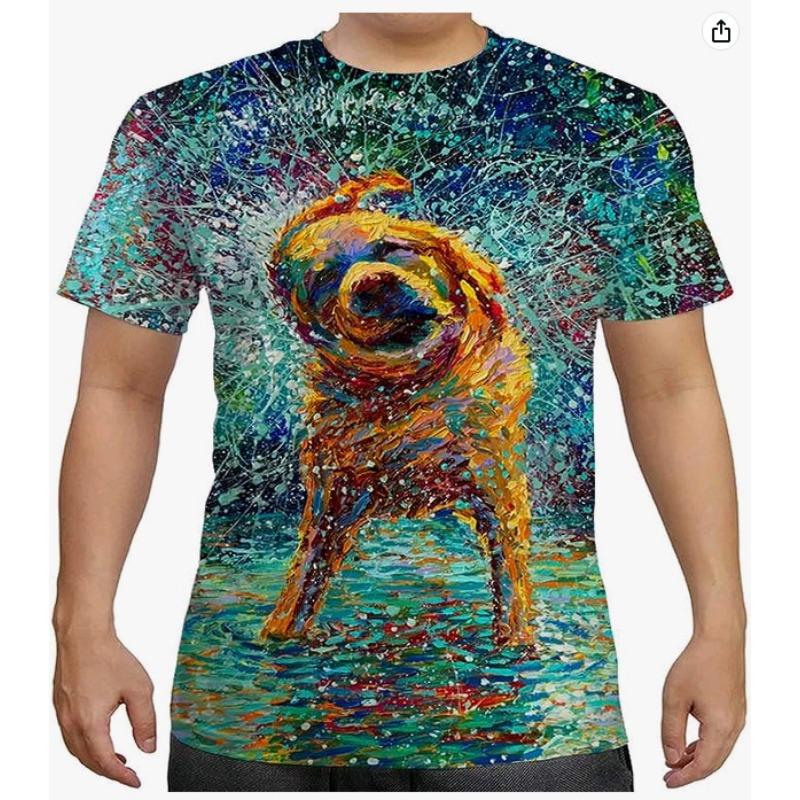 

Анималистичный тренд Арт Мужская коллекция 3D футболка с цифровой печатью, футболка с круглым вырезом 6xl