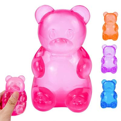 Cute Bear Maltose Squishy Transparent Squeeze Balls Stress Relief Bear Decompression Colorful Dough Home Desk Ornaments