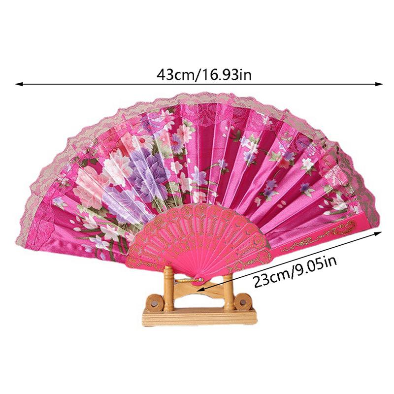 Faltfächer im Vintage-Stil aus Seide und Spitze, Muster im chinesischen Stil, Kunsthandwerk, Geschenk, Heimdekoration, Schmuck, Tanz-Handfächer