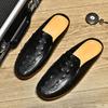 Fashion Half Shoes for Men Mules Luxury Designer Man Slides Slip on Flats Men Driving Shoes Leather Semi-Drag Loafers Slippers Hombres
