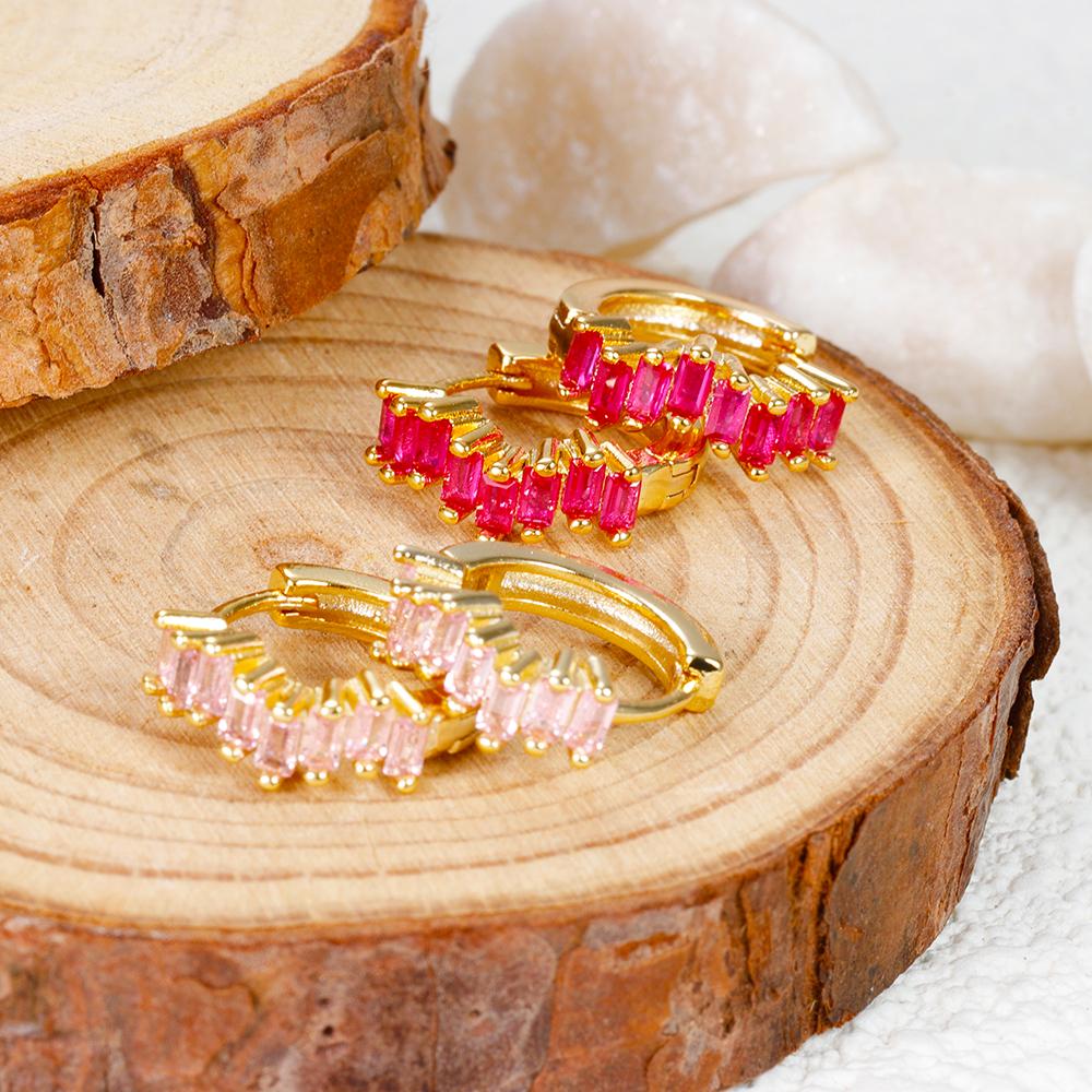 Trendy Gold Plated Round Huggie Hoop Earrings for Women Stainless Steel Colorful Zirocn Piercing Earrings  Fashion Jewelry