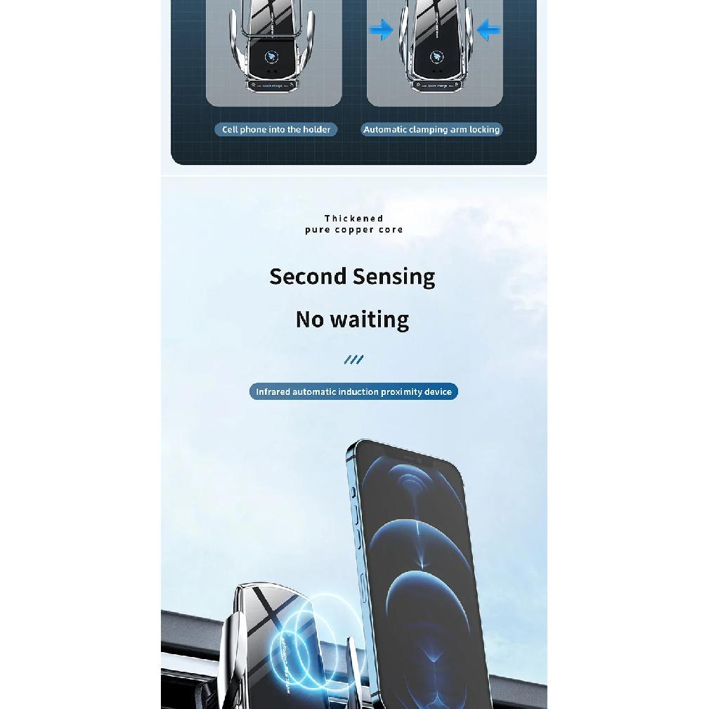 Caricabatterie Wireless Supporto per Telefono da Auto Stand Stazione di Ricarica Rapida 15W Per iPhone Xiaomi Samsung Huawei Caricabatterie Wireless Magnetico da Auto