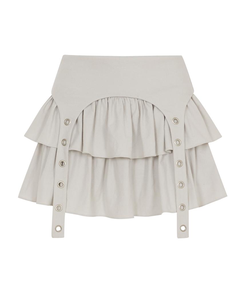 Iligo Tiered Layered Rib Skirt Light Gray