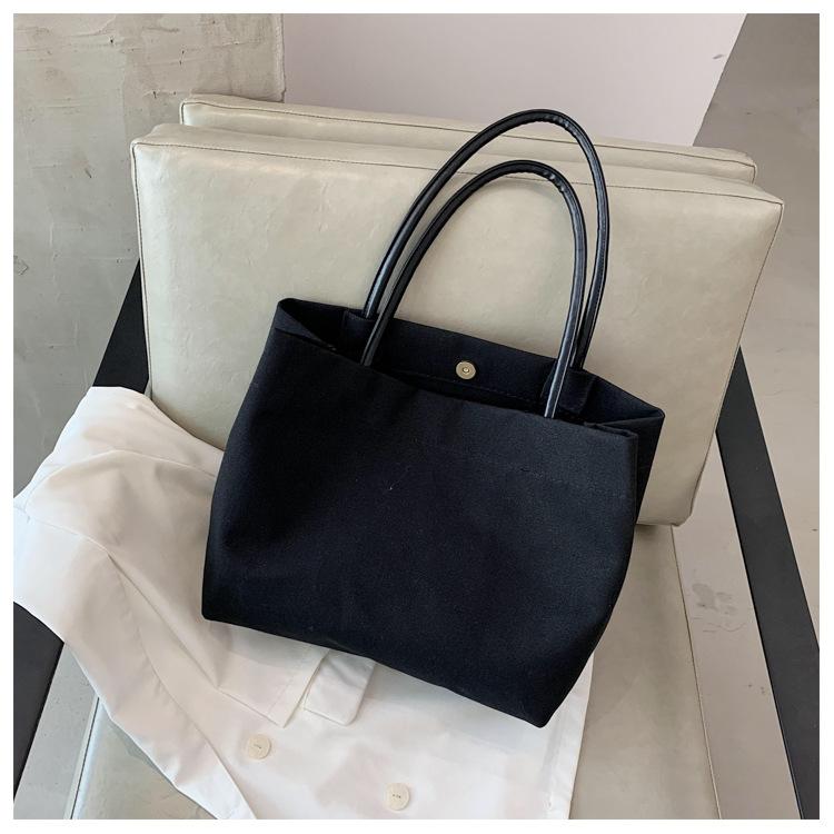 Canvas Bag for Girls, Large Capacity Handbag, Single Shoulder Shopping Bag, Simple Tote Bag