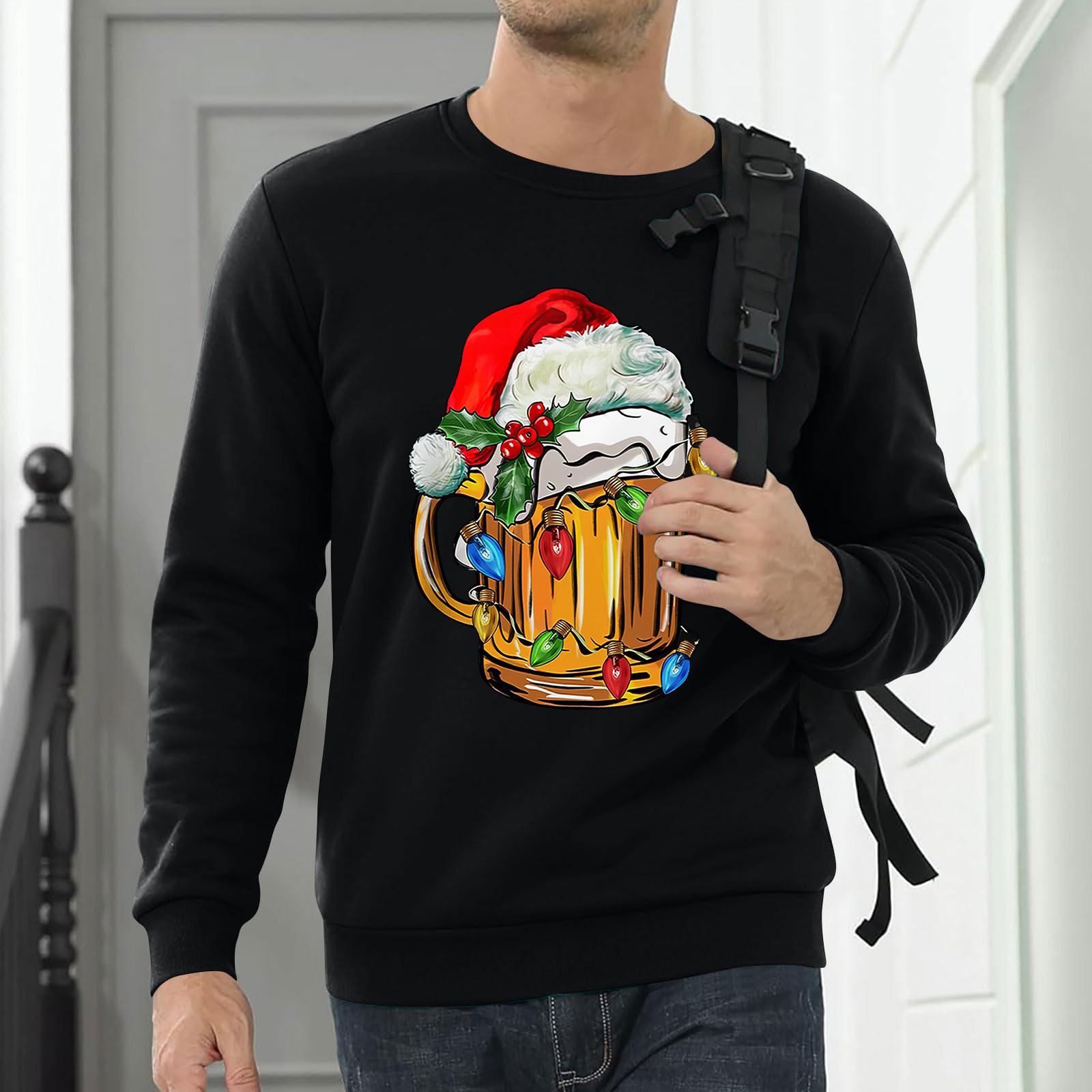 

Мужской свитшот Рождественская рубашка с длинным рукавом Смешной праздничный свитшот Рождественские топы L чёрный