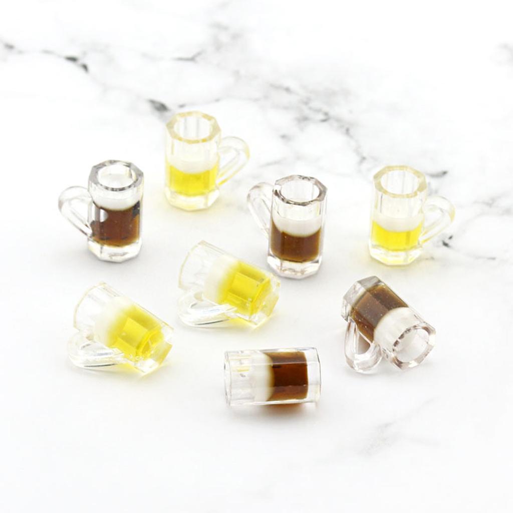 10 Pieces Simulated Wine Cup Resin Accessories Miniature Beer Glass Dollhouse Mug Models Fairy Garden Doll House Decor