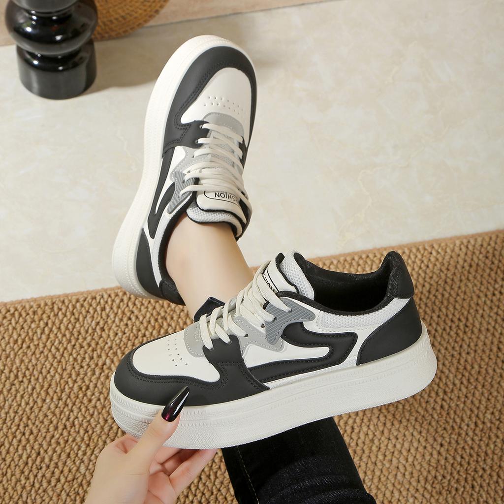 Fashionable New Comfortable Women's Vulcanized Shoes Spring and Autumn Elegant Round Toe Lace Up Breathable Casual Sports Shoes