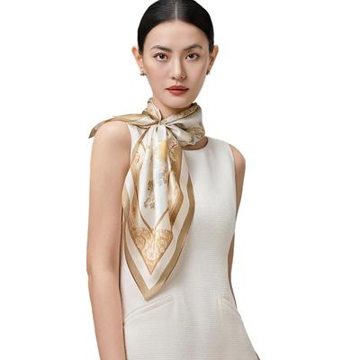 Foulard Carré Imprimé 100% Soie de Mûrier Shanghai Story