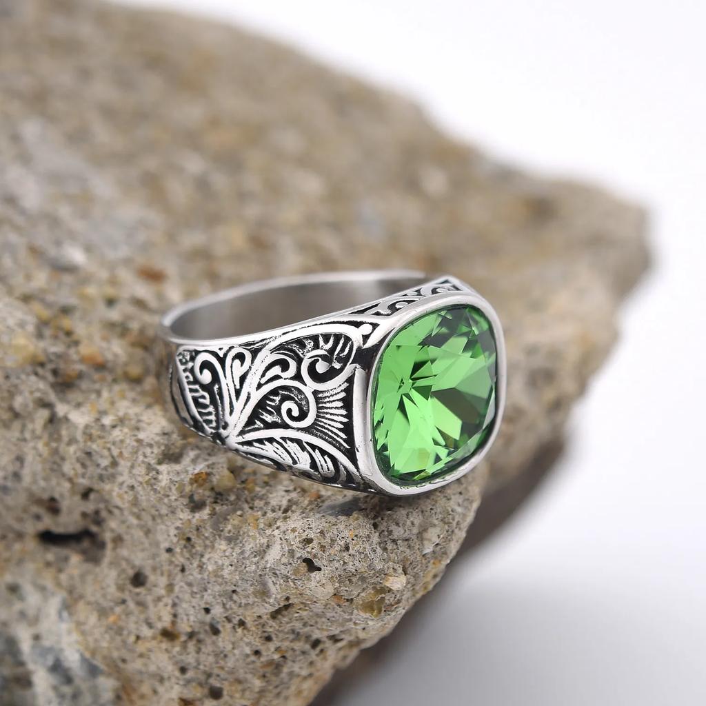 Hochwertige Herrenringe aus 316L Edelstahl im Mehrfarben-Zirkon-Stil