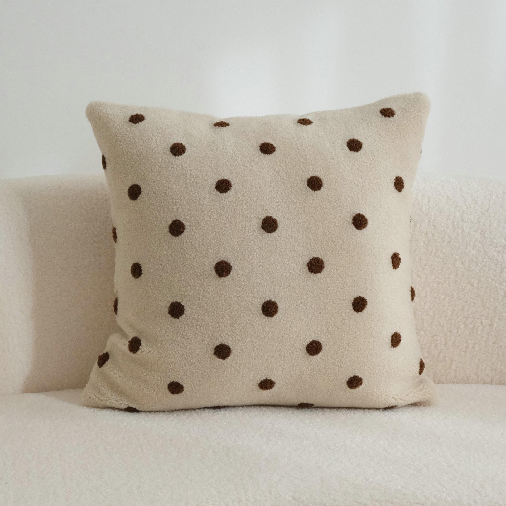 30X50/45X45CM Zwart Wit Stippen Sierkussenhoes Midden Oude Lamswol Taillekussenhoes Decor Huis Decoratieve Kussensloop 30x50cm