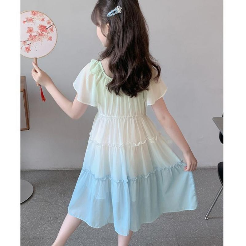 Girls' Fashionable Ombre Dress: Summer Princess Dress for Kids