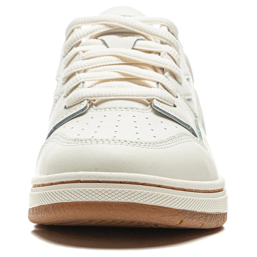 Li Ning Wave PROS Synthetic Leather Cushioning, Wear Resistant Low top Skateboard Shoes Unisex Ecru AEPV069-4