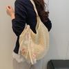 Summer Lace Bow Tote Bags Women Raffia Knitting Woven Shoulder Bag 2025 Rattan Large Casual Crochet Shopping Bag Ladies Handbag
