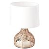 36 cm Elegant Design Tall Paper Rope Rattan Wicker Look Standard Bedside Table Desk Lamp with Light Beige Fabric Linen Shade