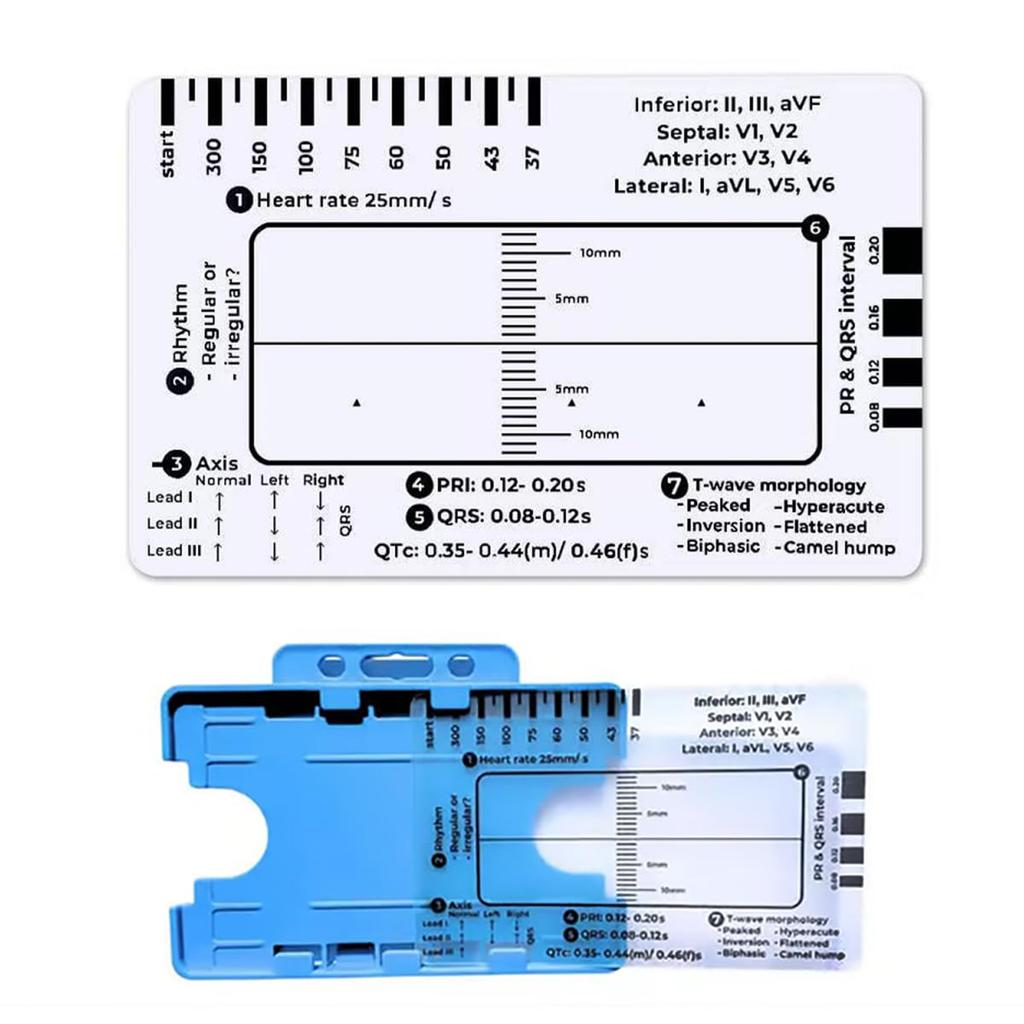 Professional Pocket Card 7 Step Ruler For Easy Electrocardiogram Assessment Reference Guide Efficient Heart Data Reading